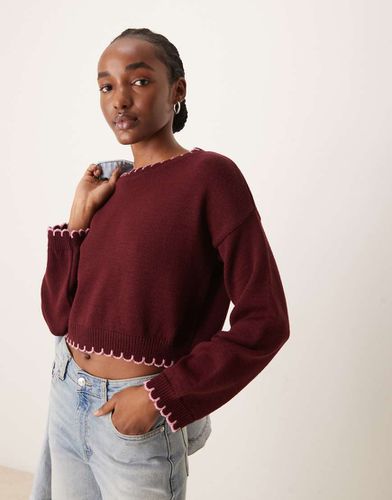 Maglione bordeaux con cuciture stile coperta - Miss Selfridge - Modalova