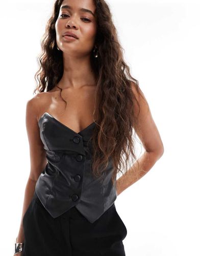 Top bandeau style corset en imitation cuir - Miss Selfridge - Modalova