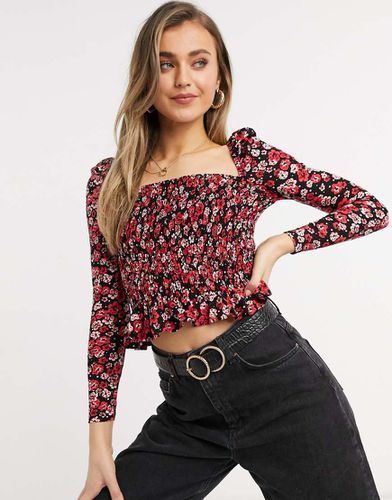 Top peplo arricciato a fiori - Miss Selfridge - Modalova