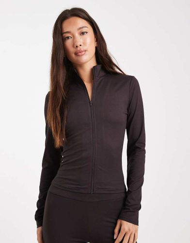 Top zippé sculptant - Chocolat - Miss Selfridge - Modalova