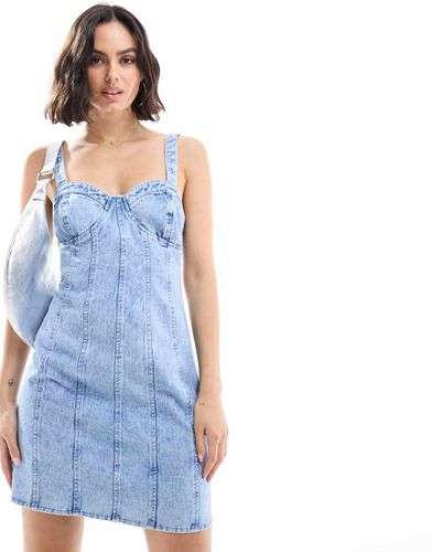 Vestito corto in denim lavaggio acido con nervature - Miss Selfridge - Modalova