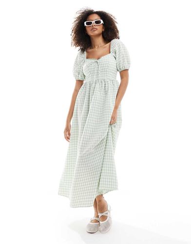 Vestito midi color matcha a quadretti allacciato sul davanti - Miss Selfridge - Modalova