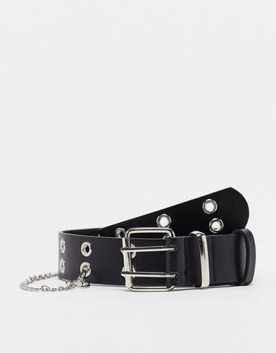 London - Cintura nera con catena e doppia fila di occhielli - My Accessories - Modalova