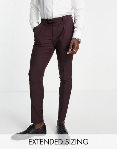 Tower Hill - Pantaloni da abito super skinny in misto lana pettinata elasticizzata bordeaux - Noak - Modalova
