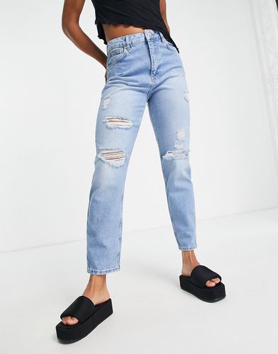 Isabel - Mom jeans a vita alta con strappi azzurri - Noisy May - Modalova