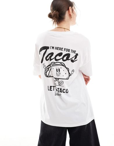 T-shirt oversize bianca con stampa di taco - Noisy May - Modalova