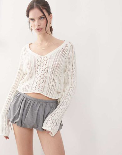 Top froncé sur le côté en maille ajourée - cassé - Noisy May - Modalova