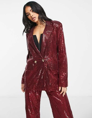 Blazer oversize in paillettes bordeaux in coordinato - NaaNaa - Modalova