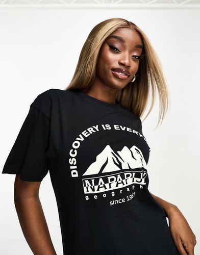 Shetland - T-shirt nera con stampa sul petto - Napapijri - Modalova