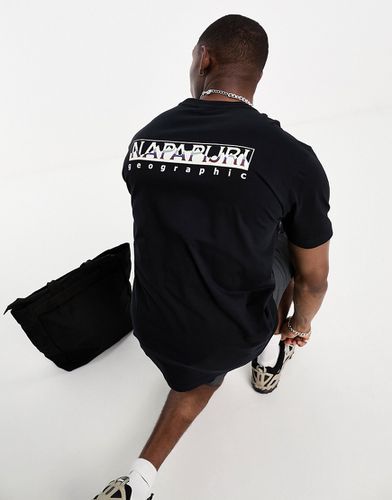 Telemark - T-shirt nera con stampa sul retro - Napapijri - Modalova