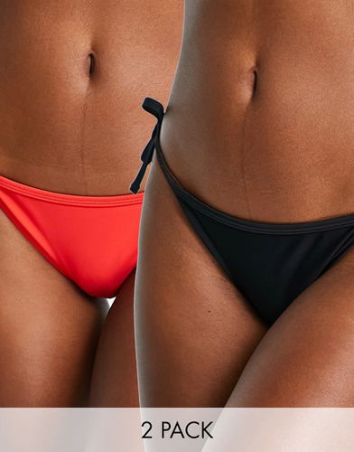 Confezione da 2 slip bikini rossi con laccetti laterali - New Look - Modalova