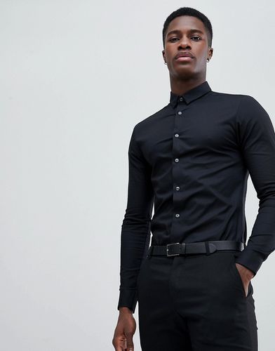 Camicia in popeline attillata nera - New Look - Modalova