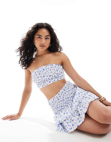 Crop top d'ensemble froncé à petites fleurs - et bleu - New Look - Modalova