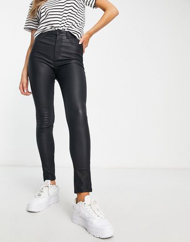 Jeans neri spalmati push-up modellanti super skinny a vita alta - New Look - Modalova