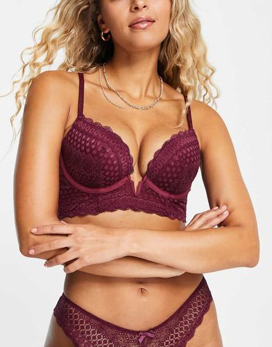 Reggiseno push-up in pizzo bordeaux - New Look - Modalova