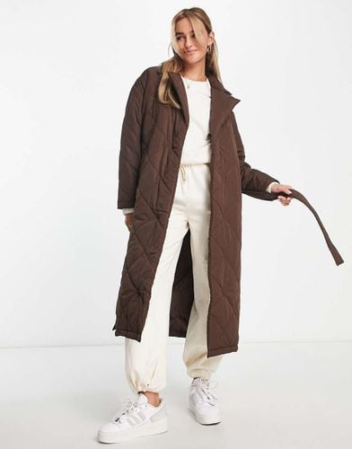 Trench midi trapuntato con cintura scuro - New Look - Modalova