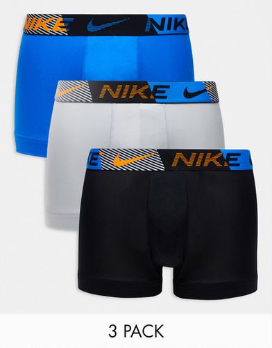 Essential - Confezione da 3 paia di boxer aderenti blu, grigi e neri in microfibra Dri-Fit - Nike - Modalova