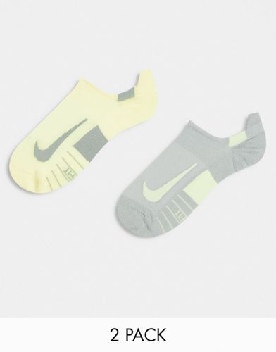 Multiplier - Confezione da 2 paia di fantasmini grigi e gialli - Nike Running - Modalova