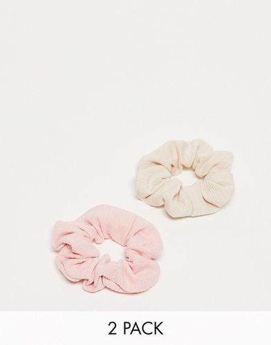 Confezione da 2 elastici per capelli in maglia a trecce beige e rosa - South Beach - Modalova