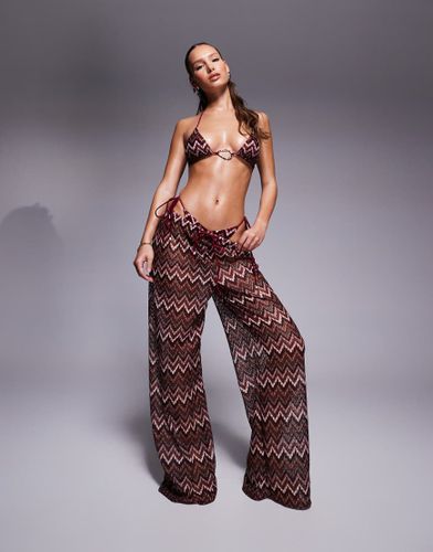 Pantalon de plage ample en maille à chevrons - cerise - South Beach - Modalova