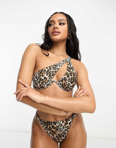 Top bikini mix & match monospalla con ferretto leopardato - South Beach - Modalova