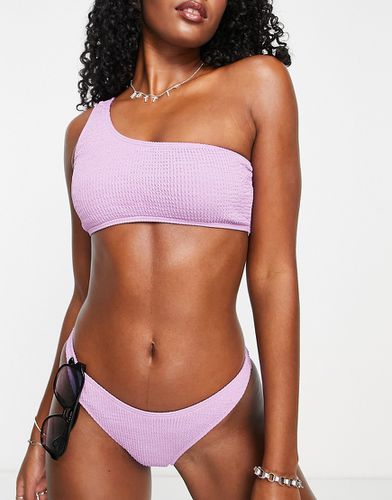 Top bikini monospalla testurizzato lilla - South Beach - Modalova