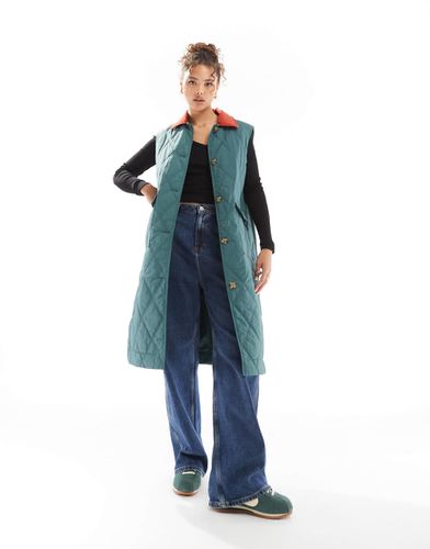 Gilet lungo color anatra con tasca - Scalpers - Modalova