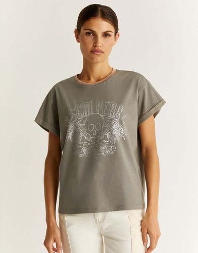 T-shirt grigia laminata stile rock - Scalpers - Modalova