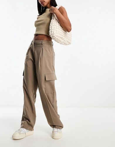 Pantaloni cargo sartoriali a fondo ampio color grigio talpa deserto - Selected - Modalova
