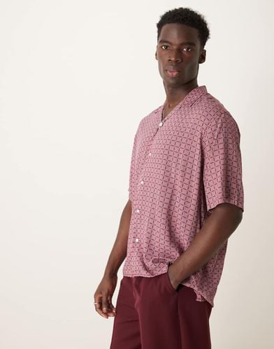 Camicia a maniche corte rossa con stampa mandala - Selected Homme - Modalova