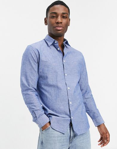 Camicia in lino azzurra - Selected Homme - Modalova