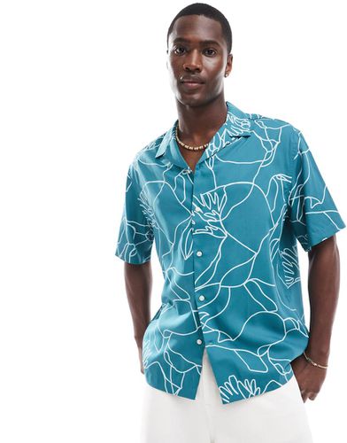 Camicia oversize con stampa di fiore delineato e colletto - Selected Homme - Modalova