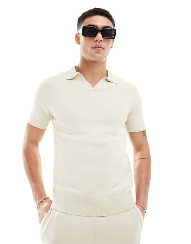 Polo beige in maglia con rever in coordinato - Selected Homme - Modalova