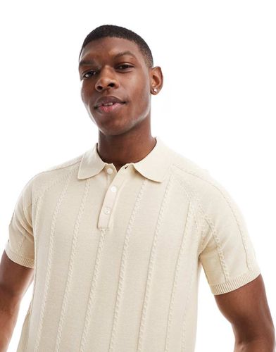 Polo in maglia testurizzata color crema - Selected Homme - Modalova