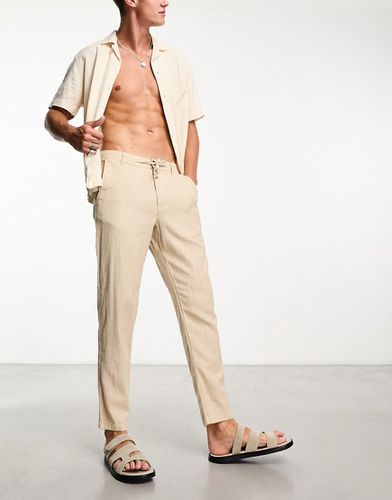 Pantaloni slim affusolati in misto lino beige - Selected Homme - Modalova