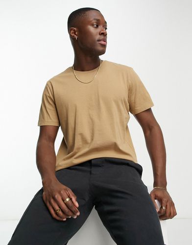 T-shirt in cotone beige - Selected Homme - Modalova