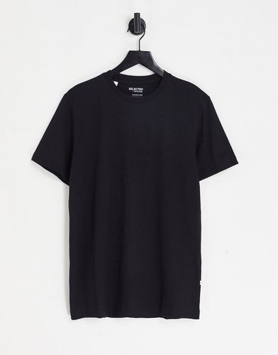 T-shirt in cotone nera - Selected Homme - Modalova