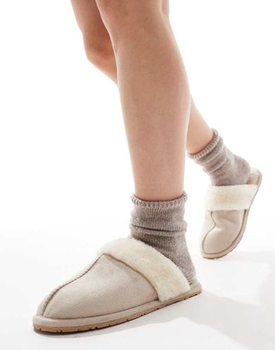 Pantofole a sabot in pelliccia sintetica beige - SEQWL - Modalova