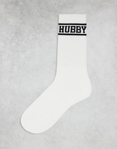 Calzini bianchi e neri con scritta "Hubby" - Six Stories - Modalova