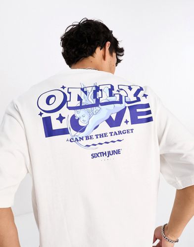 T-shirt bianca con scritta "Only Love" - Sixth June - Modalova
