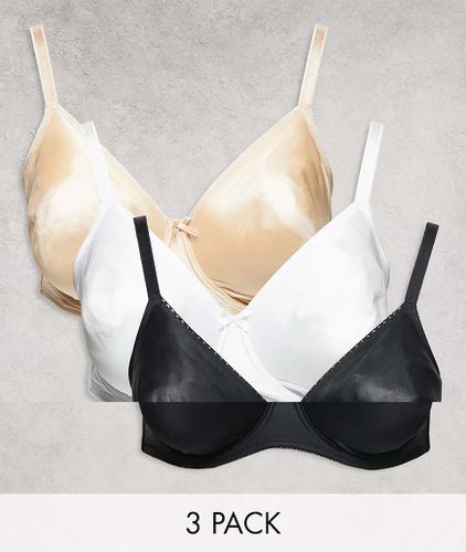 Confezione da 3 reggiseni con ferretto nero, bianco e neutro - Simply Be - Modalova