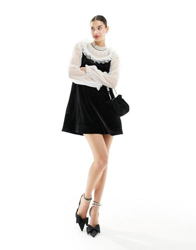 Vestito corto in tulle effetto marmorizzato, colore bianco e nero - sister jane - Modalova