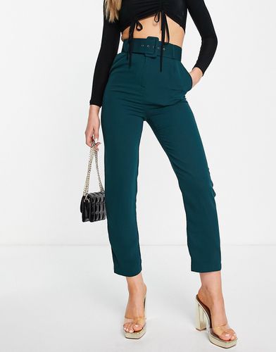 Pantaloni sartoriali a vita alta color smeraldo con fibbia - Style Cheat - Modalova