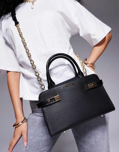 Blinden - Borsa shopping piccola strutturata nera con manico superiore e parti metalliche dorate - Steve Madden - Modalova