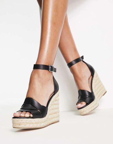 Sivian - Espadrilles con zeppa e fascette incrociate in pelle nera - Steve Madden - Modalova