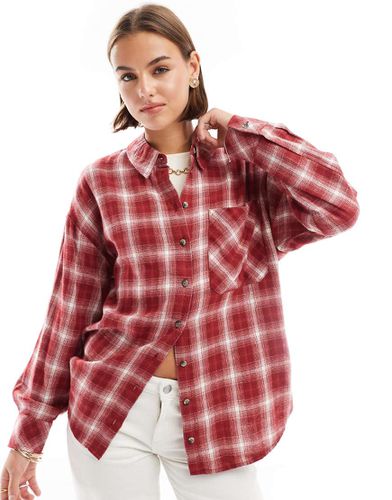 Camicia rossa a quadri oversize - Stradivarius - Modalova