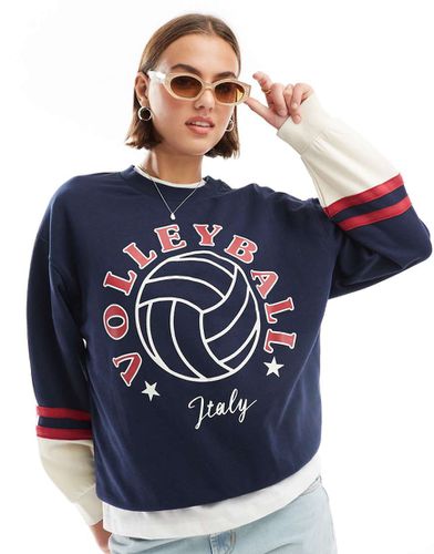 STR - Felpa beige con grafica "Italy Volleyball" - Stradivarius - Modalova