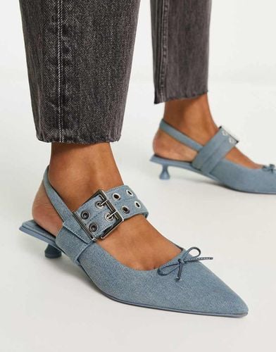 Scarpe con tacchetti a spillo in denim con fibbia - Stradivarius - Modalova