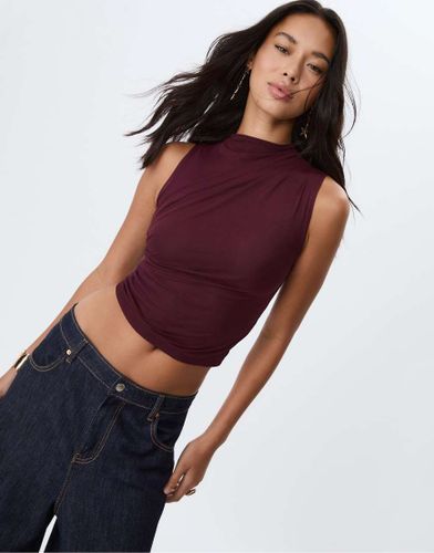 T-shirt en tulle à fronces - Stradivarius - Modalova