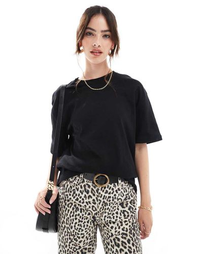 T-shirt oversize in cotone pesante nero - Stradivarius - Modalova